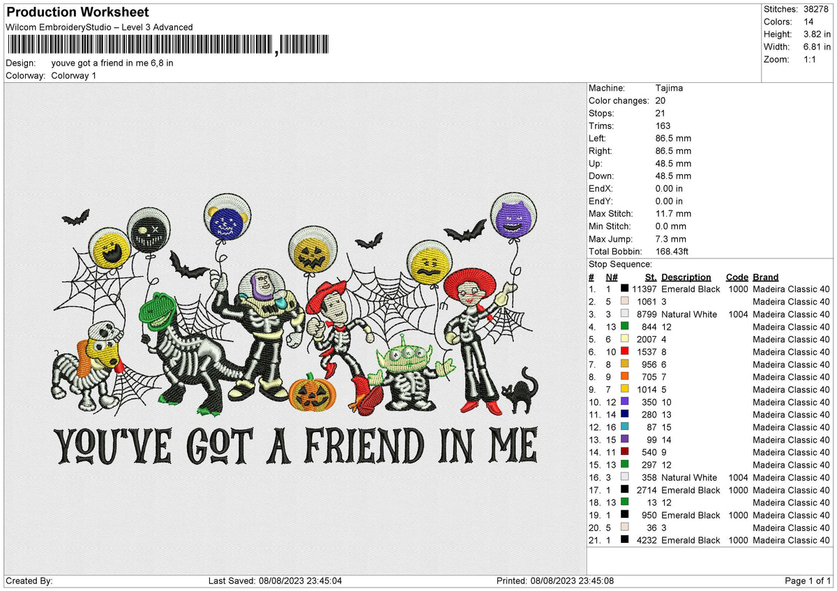 Youve got a friend in me Embroidery File 6 size