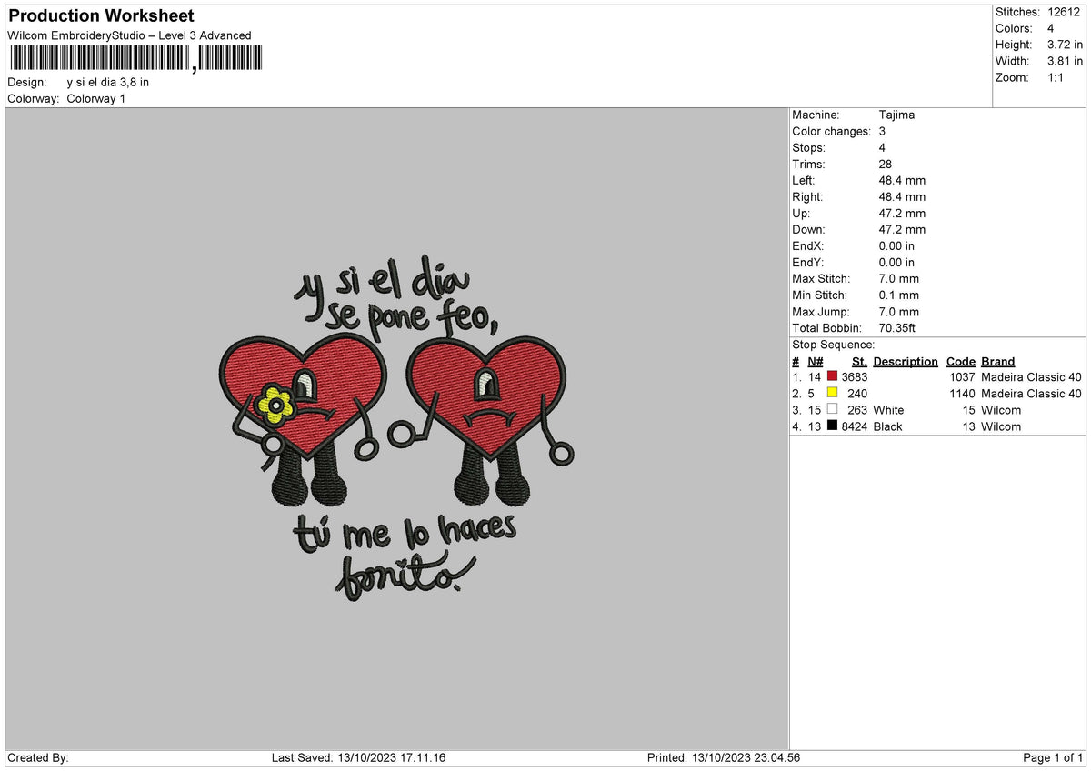 Y Si El 1310 Embroidery File 6 sizes