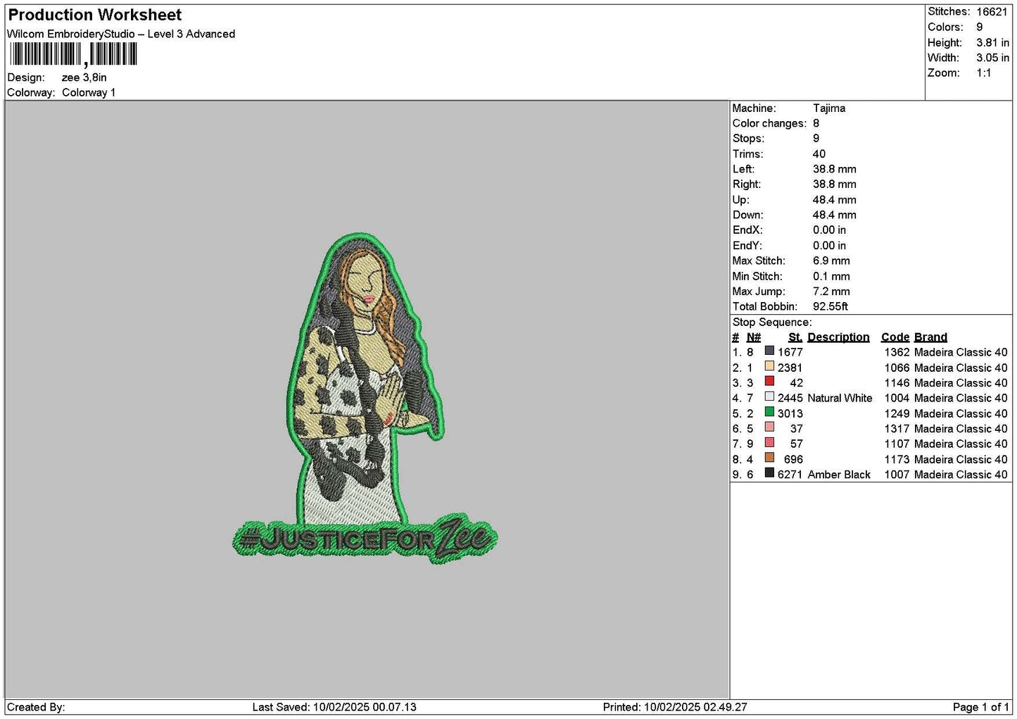 Zeetext Embroidery File 6 sizes