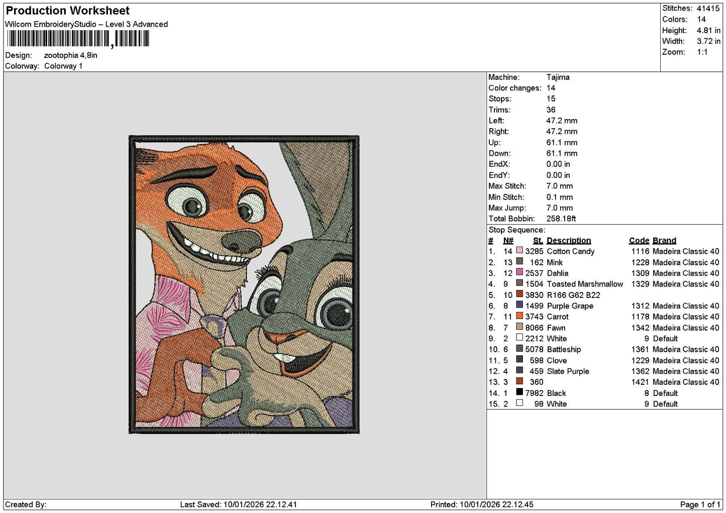 Fox Rabbit 26 Embroidery File 6 sizes