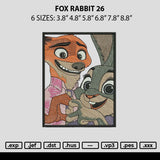 Fox Rabbit 26 Embroidery File 6 sizes
